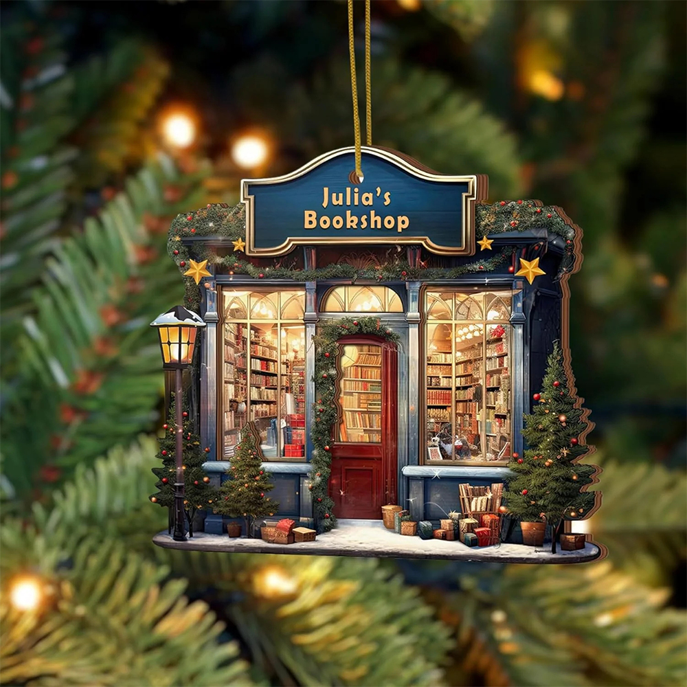 Pagewings Personalized Bookshop Wooden Ornament