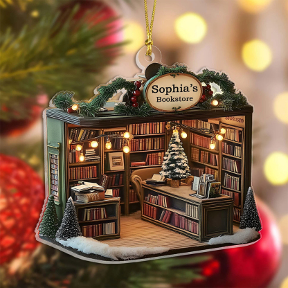 Pagewings Personalized Bookshop Wooden Ornament