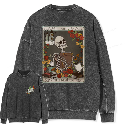 Pagewings Reader Hoodie, Teacher Gift Unisex Washed Sweatshirt