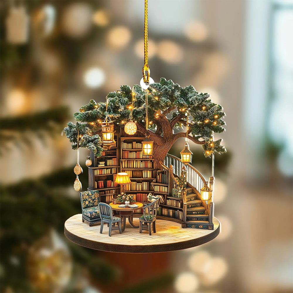 Pagewings Cozy Literary Christmas Vibe Ornament