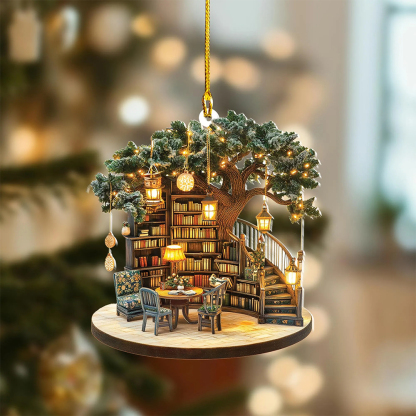 Pagewings Cozy Literary Christmas Vibe Ornament
