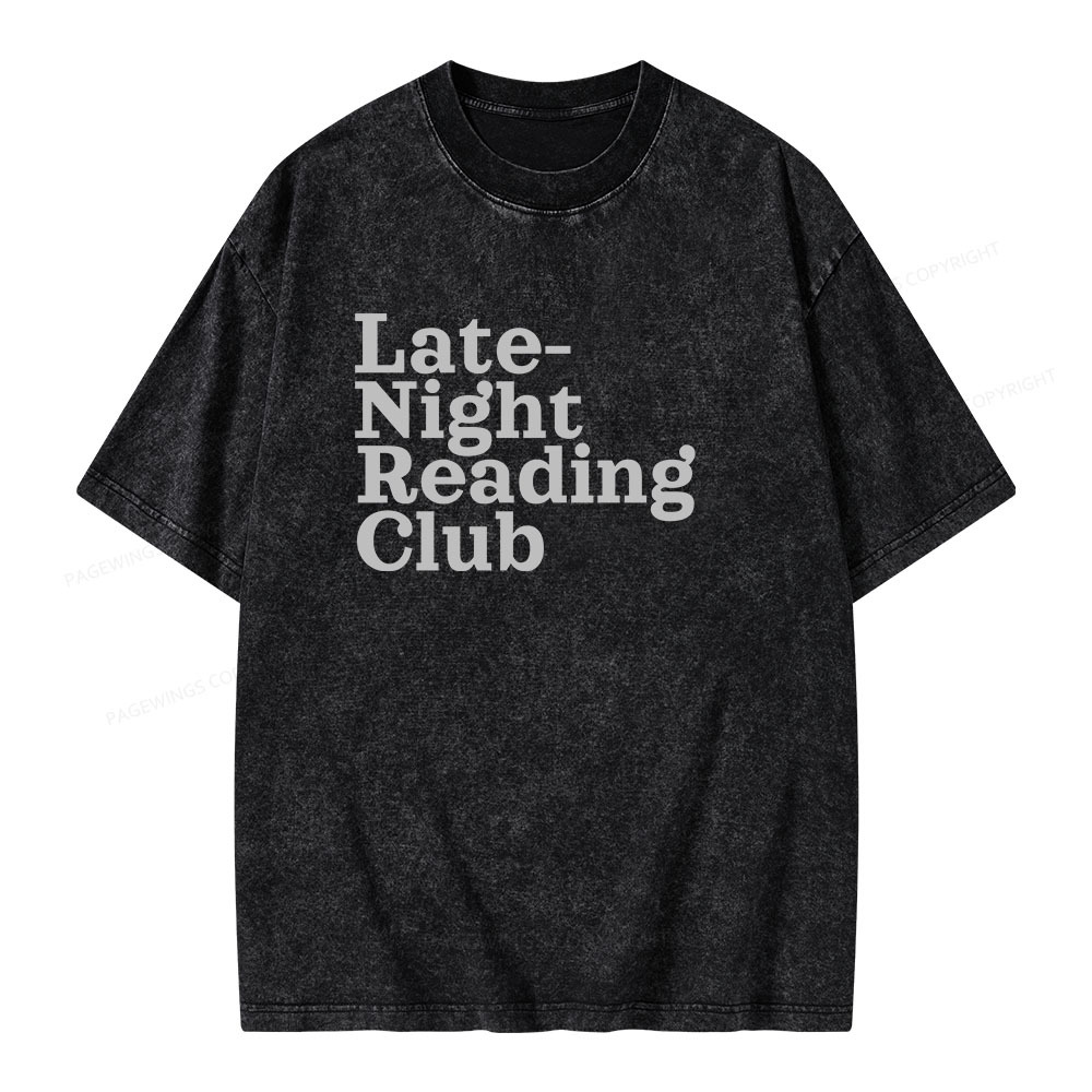 Pagewings Late-Night Reading Club Unisex Washed T-shirt