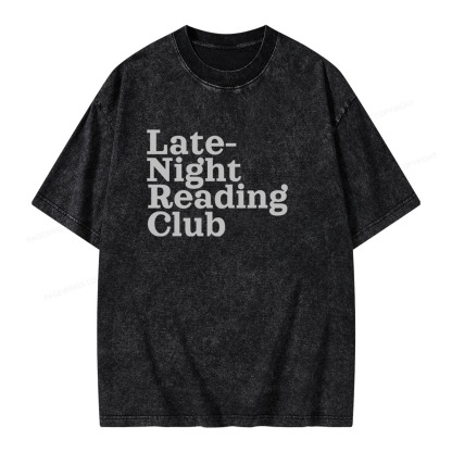 Pagewings Late-Night Reading Club Unisex Washed T-shirt