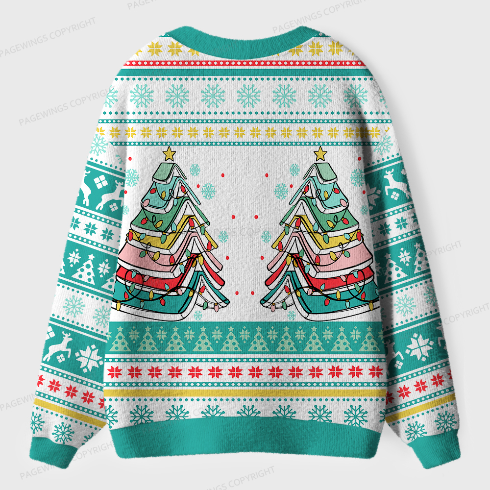 Pagewings "Books Of The Christmas Tree " Unisex Ugly Cardigan Sweaters