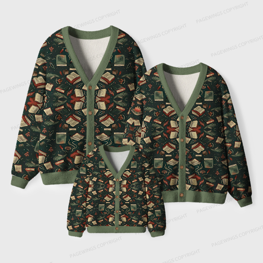Pagewings Fantasy Reading Unisex Ugly Cardigan Sweaters
