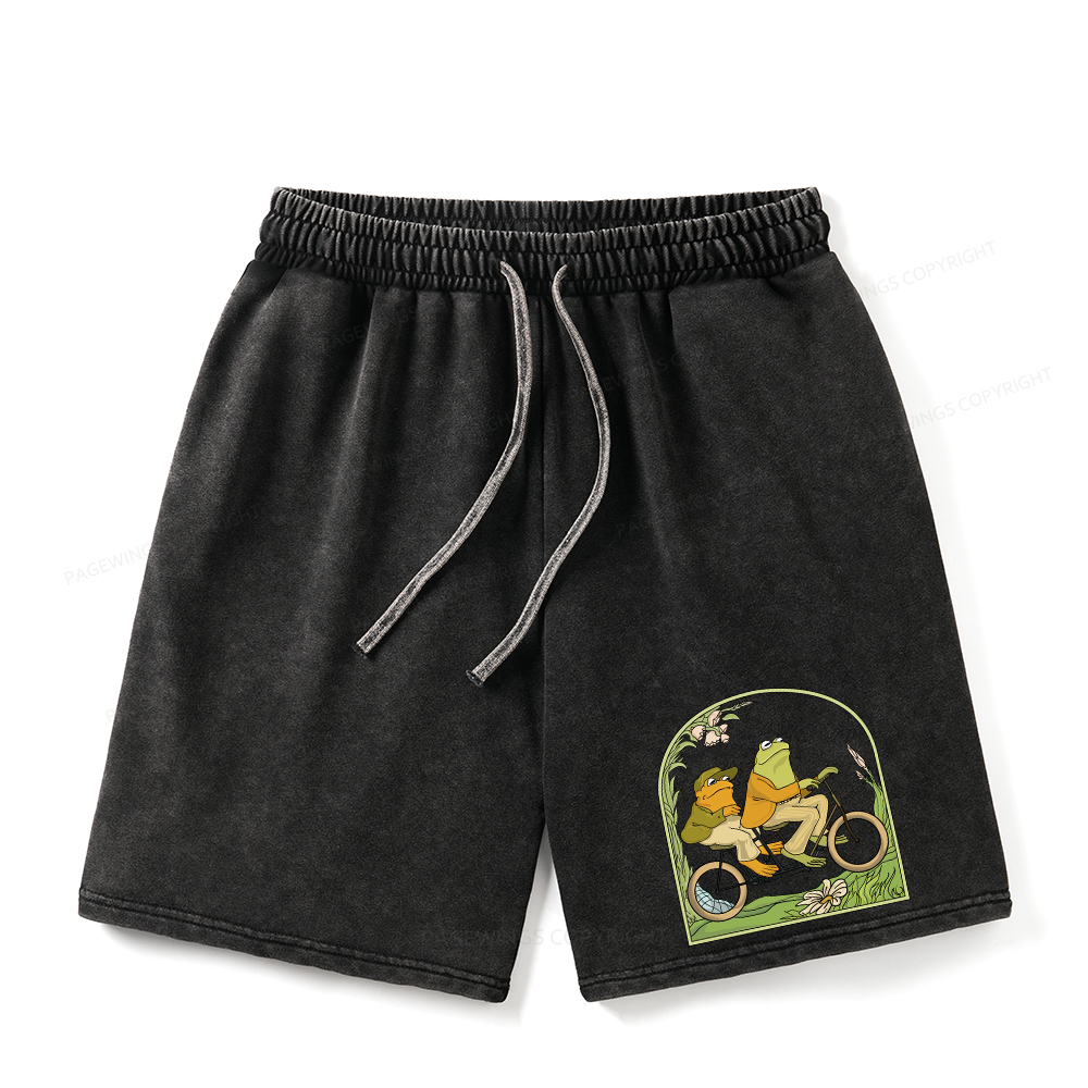 Pagewings Frog And Toad Book Vintage Unisex Washed Shorts