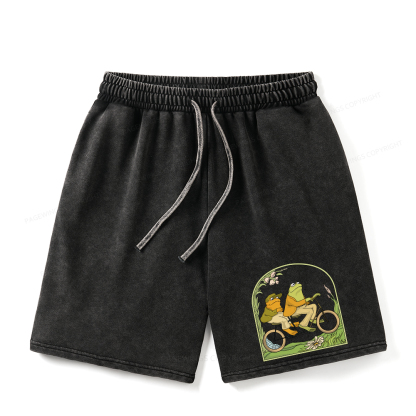 Pagewings Frog And Toad Book Vintage Unisex Washed Shorts