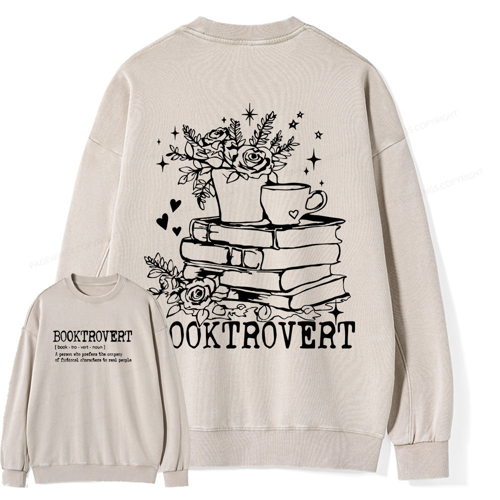 Pagewings Book Lover Gift Shirt, Teacher Crewneck, Reading Tee Unisex Washed Sweatshirt