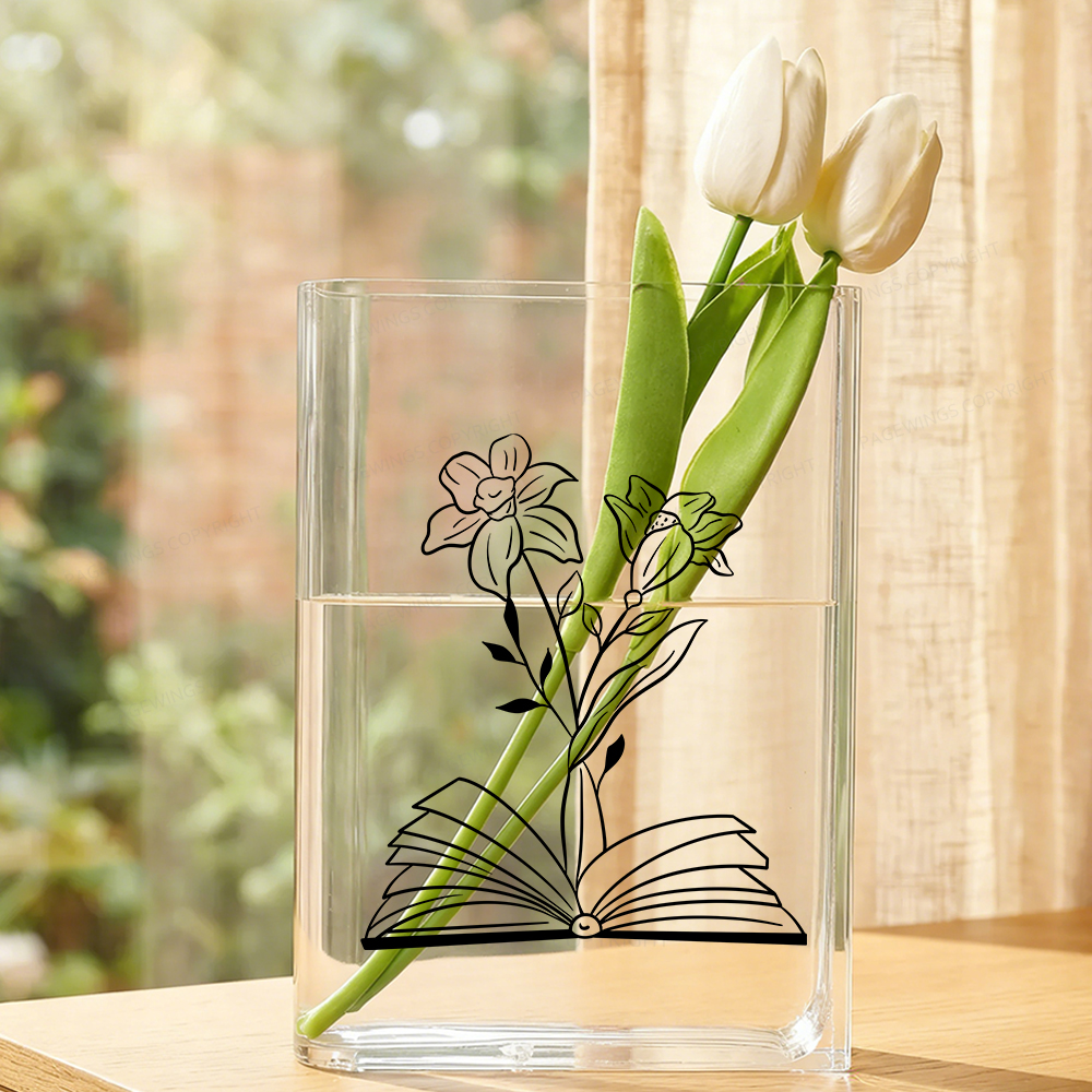 Pagewings Floral Book Lover Acrylic Book Vase