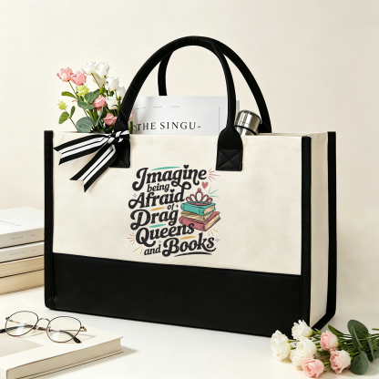 Pagewings Imagine Being Afraid Of Drag Queens And Books11701 Large Tote Bag