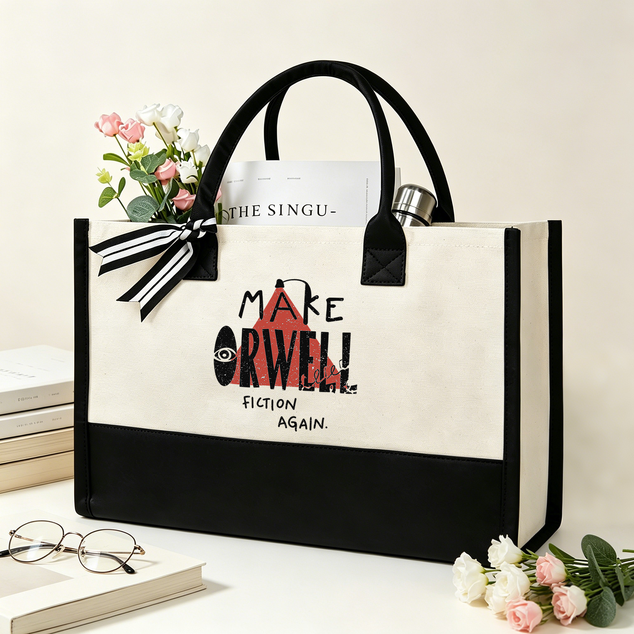 Pagewings Make Orwell Fiction Again10207 Large Tote Bag