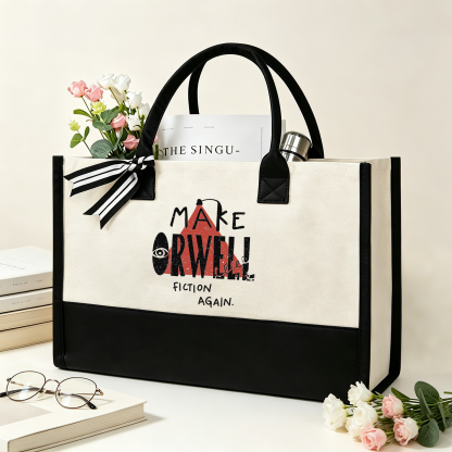Pagewings Make Orwell Fiction Again10207 Large Tote Bag