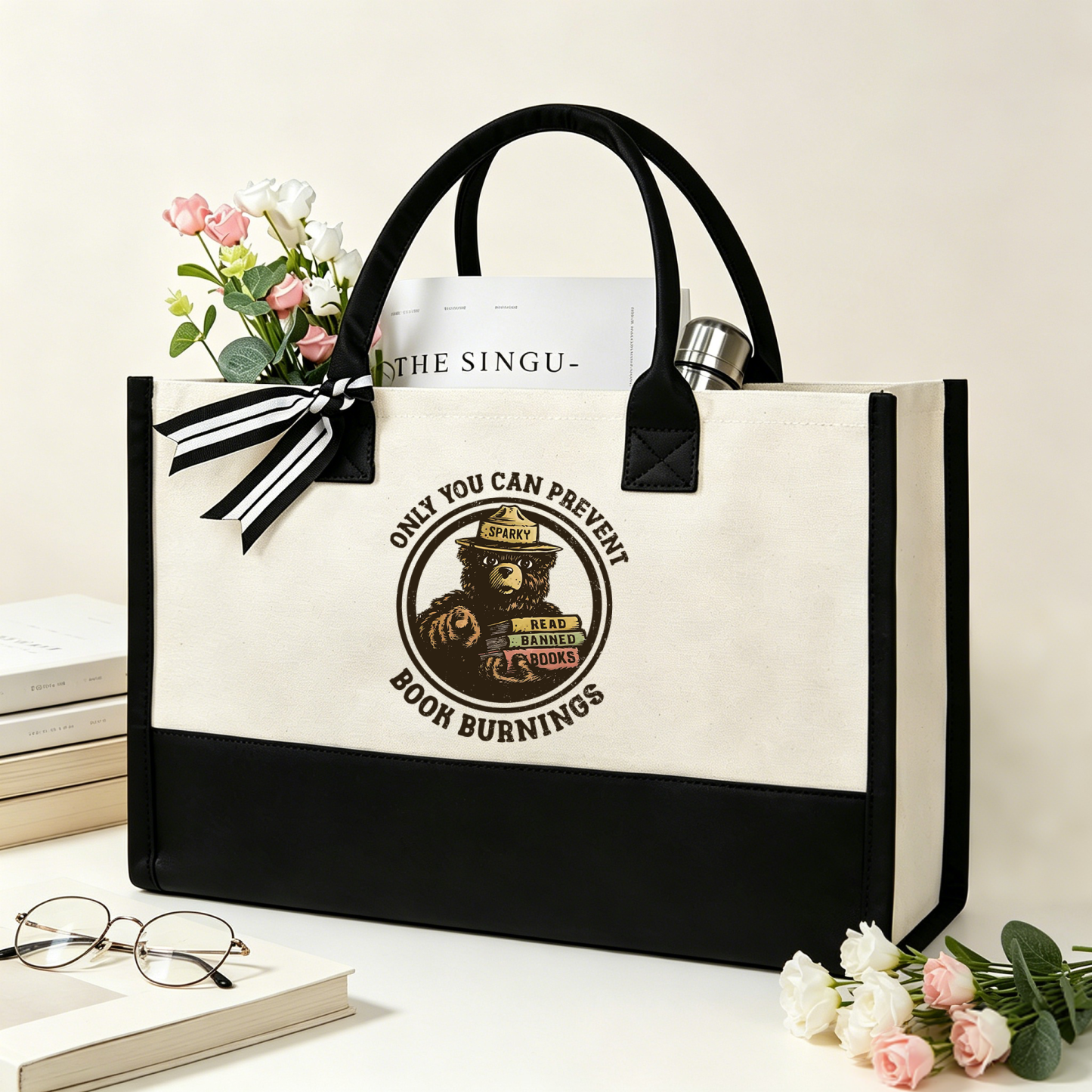 Pagewings Only You Can Prevent Book Burnings10703 Large Tote Bag