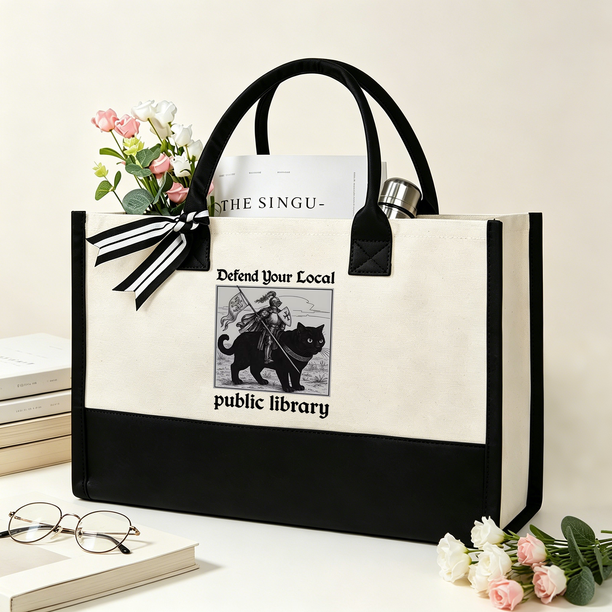 Pagewings Defend Your Local public library12628 Large Tote Bag