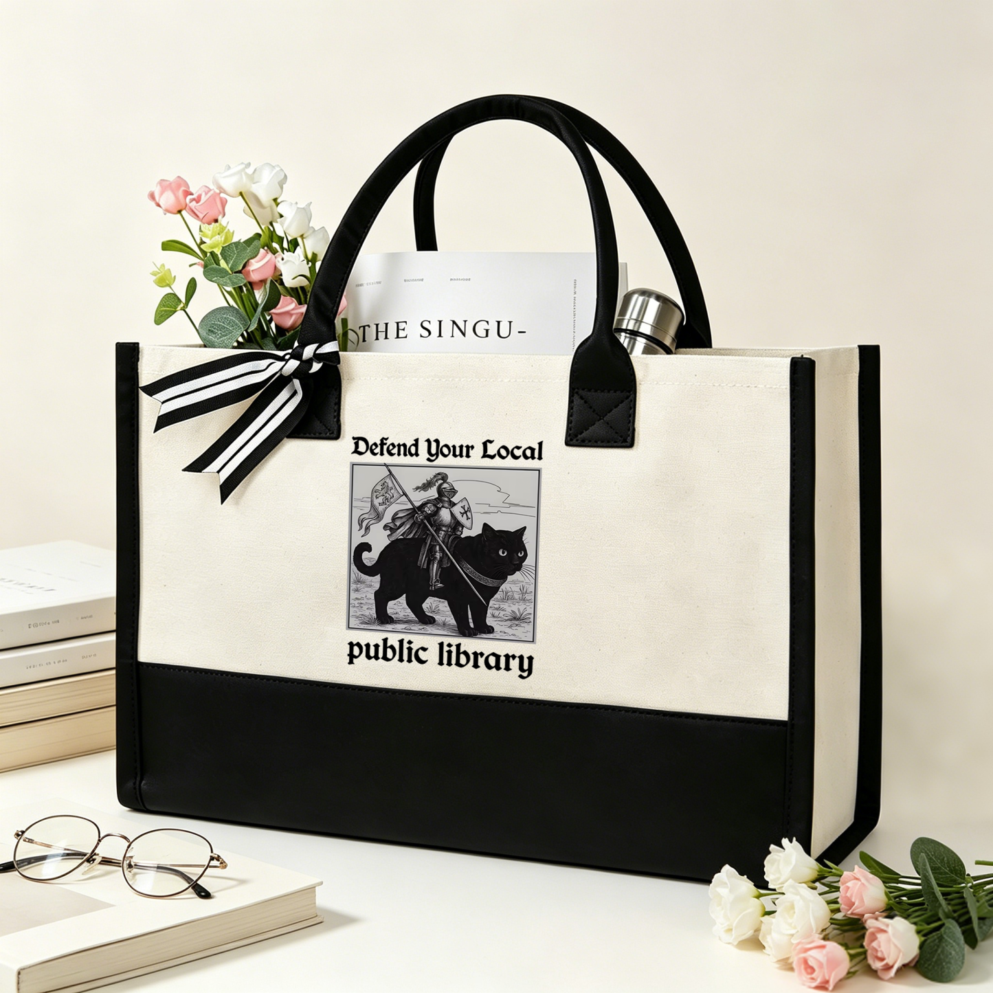 Pagewings Defend Your Local public library Large Tote Bag