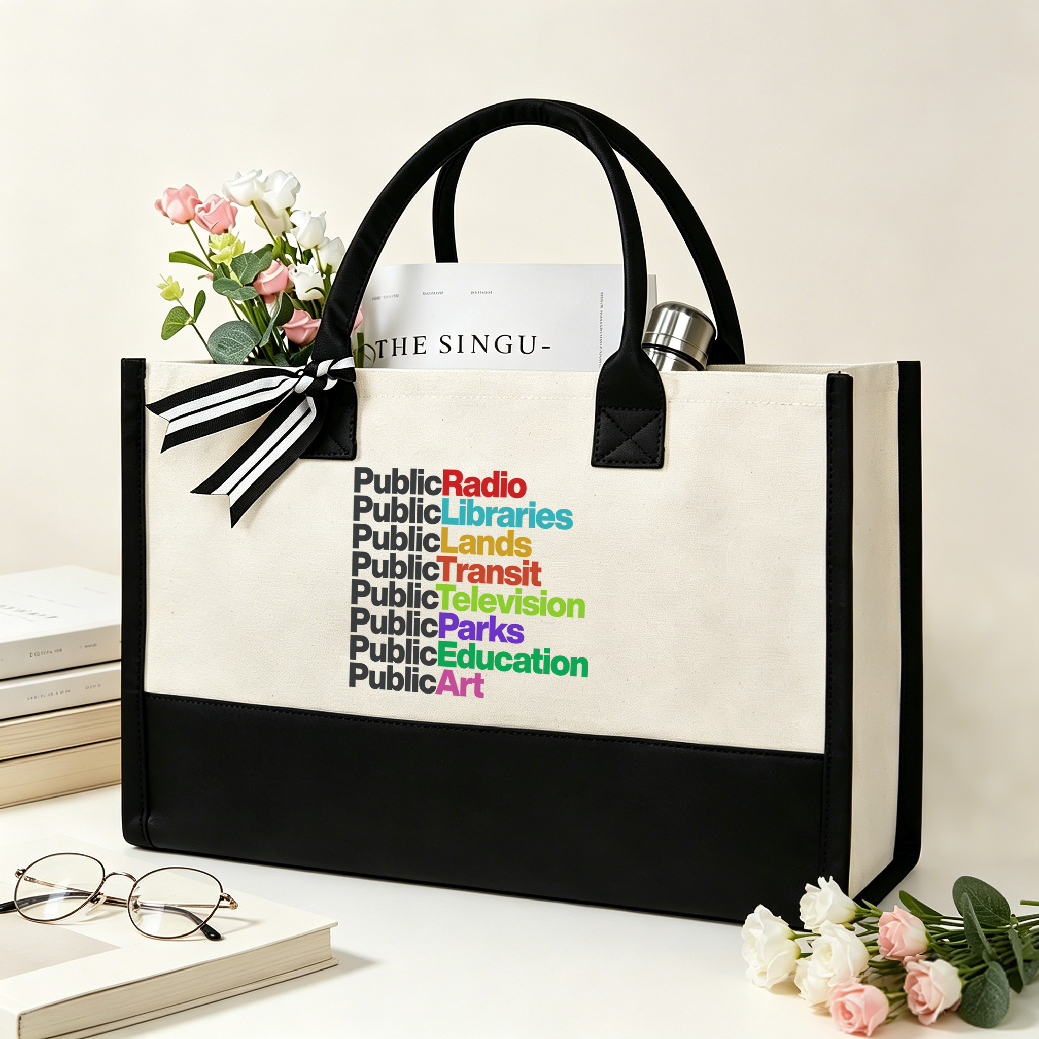 Pagewings Public Libraries15577 Large Tote Bag