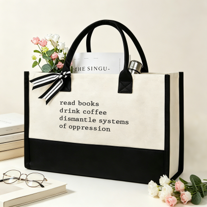 Pagewings Read Books Drink Coffee11406 Large Tote Bag