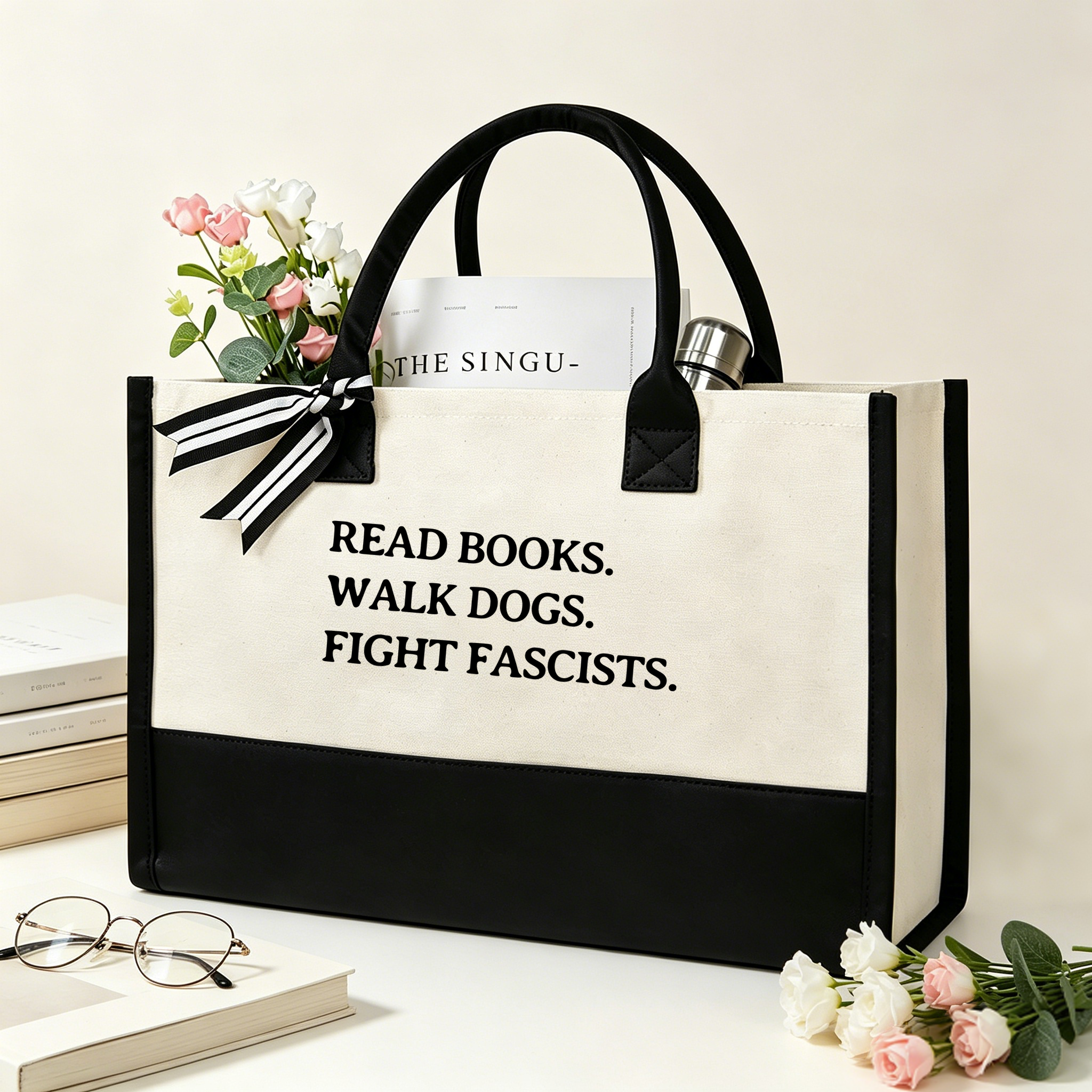Pagewings Read Books Walk Dogs And Fight13236 Large Tote Bag