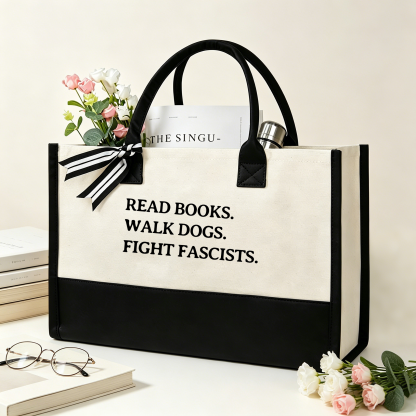 Pagewings Read Books Walk Dogs And Fight13236 Large Tote Bag
