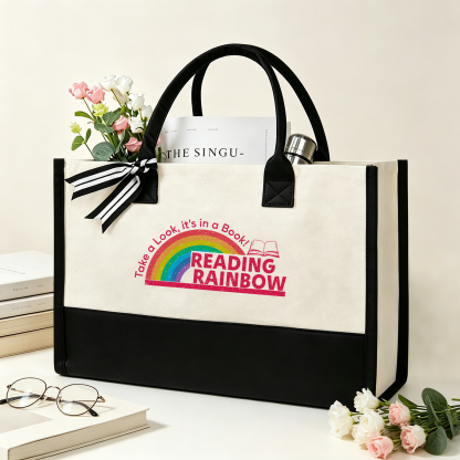 Pagewings Reading With Rainbow11479 Large Tote Bag