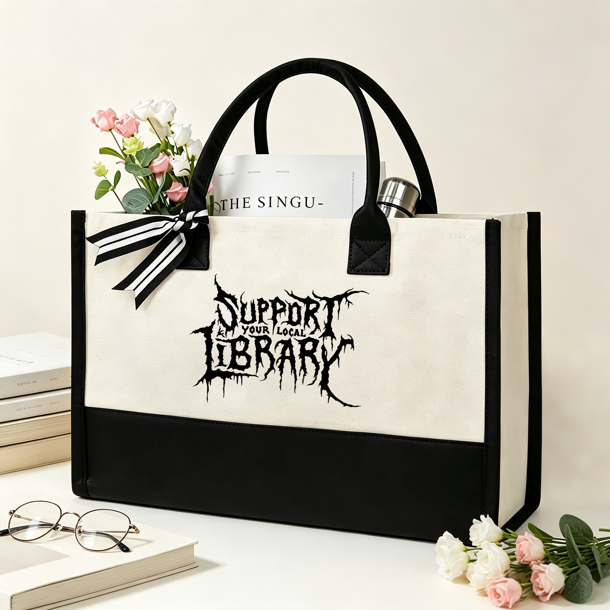 Pagewings Support Your Local Library11432 Large Tote Bag