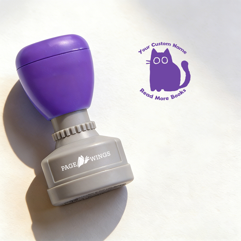 Pagewings Personalized Name Cat Books Stamp