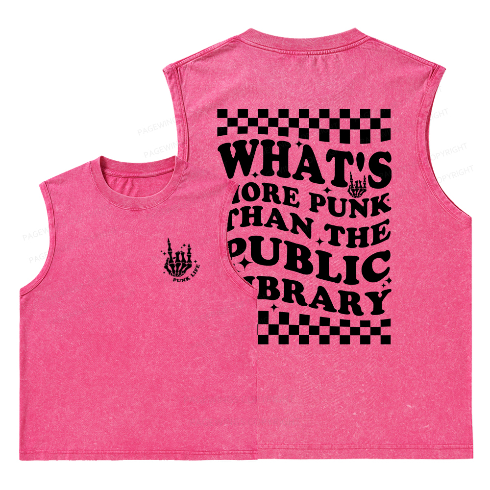 Pagewings punk the public library Unisex Washed Tank Top