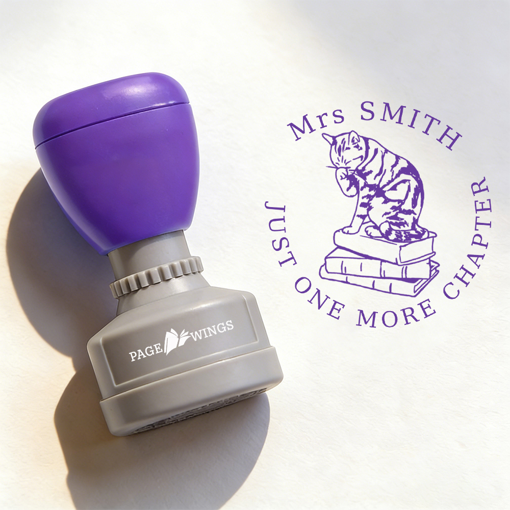Pagewings Personalized Just One More Chapter Stamp