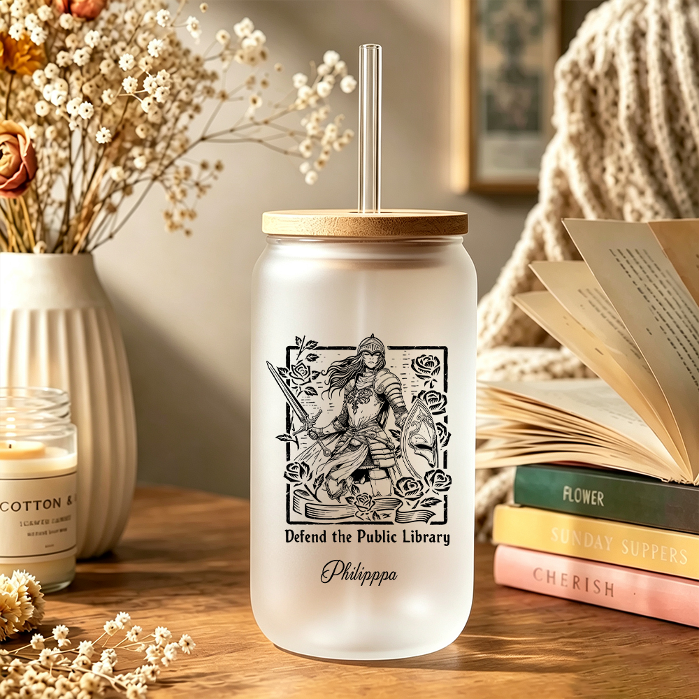 Pagewings Personalized Support Your Libraries Glass Can Tumbler