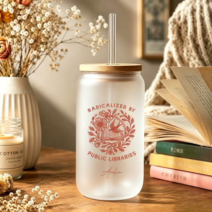 Pagewings Personalized Public Libraries Glass Can Tumbler