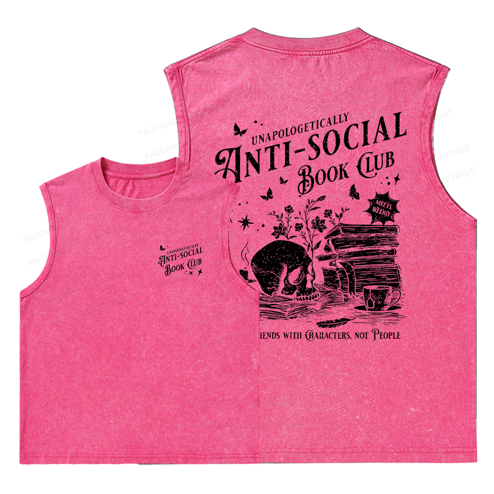 Pagewings Anti-social Book Club Comfort Colors Unisex Washed Tank Top