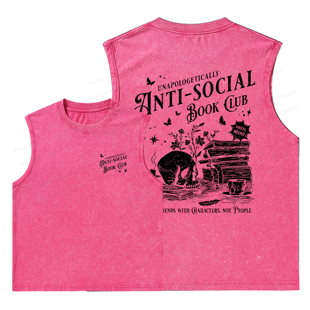 Pagewings Anti-social Book Club Comfort Colors Unisex Washed Tank Top