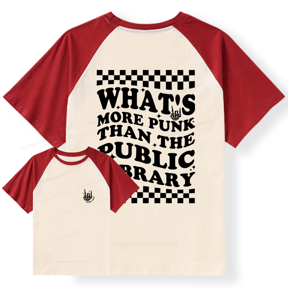 Pagewings punk the public library Raglan T-shirt