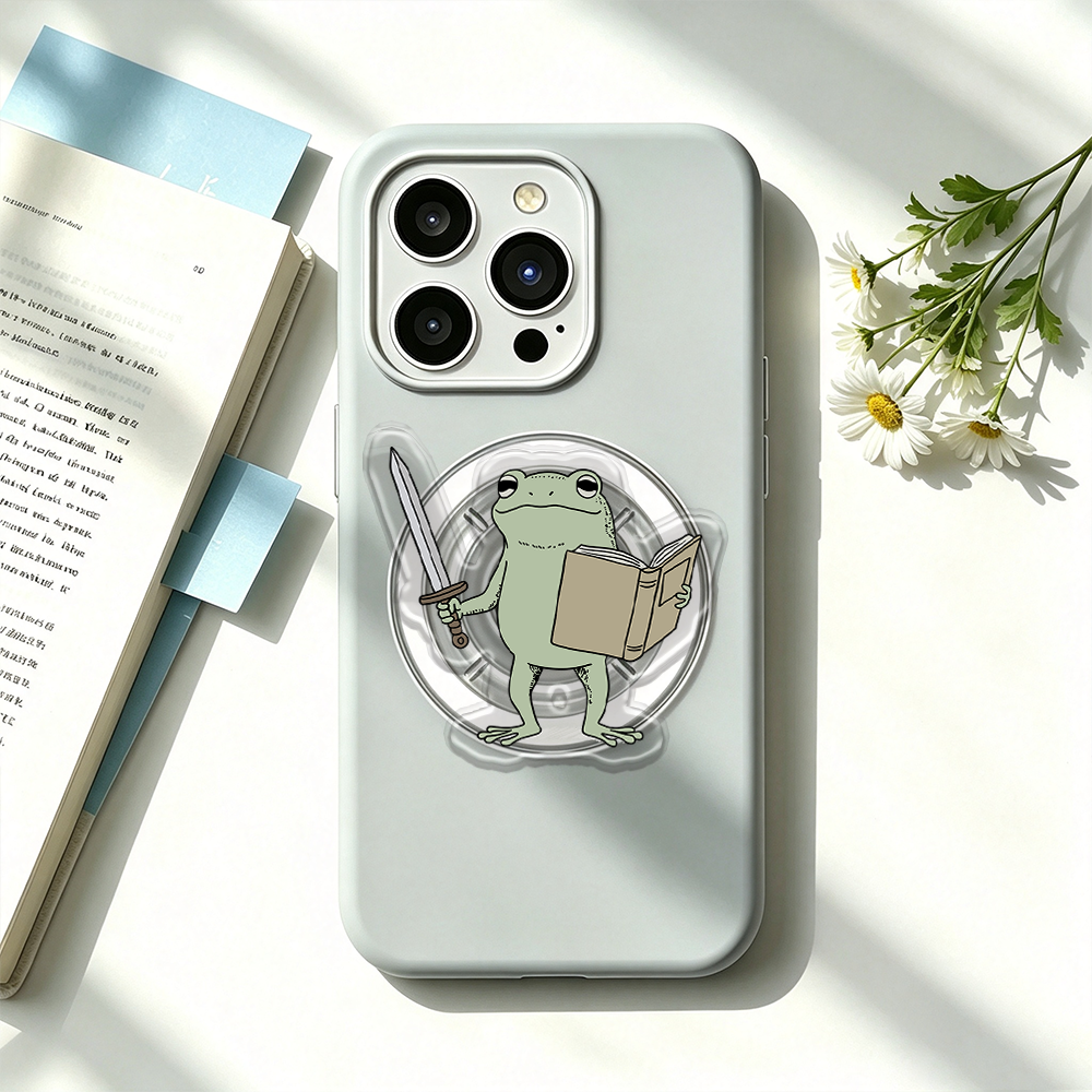 Pagewings Frog With Sword And Book Phone Grip