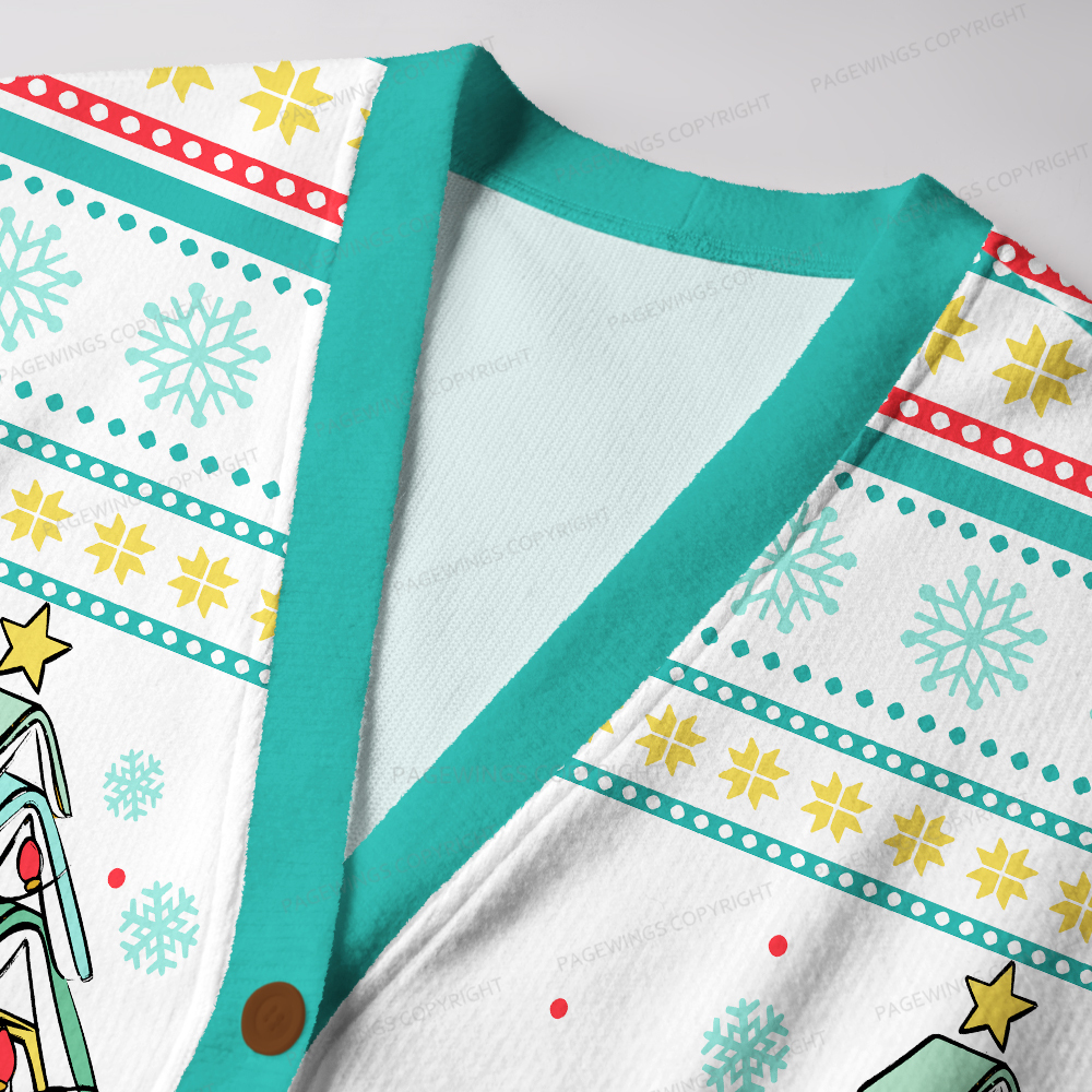 Pagewings "Books Of The Christmas Tree " Unisex Ugly Cardigan Sweaters