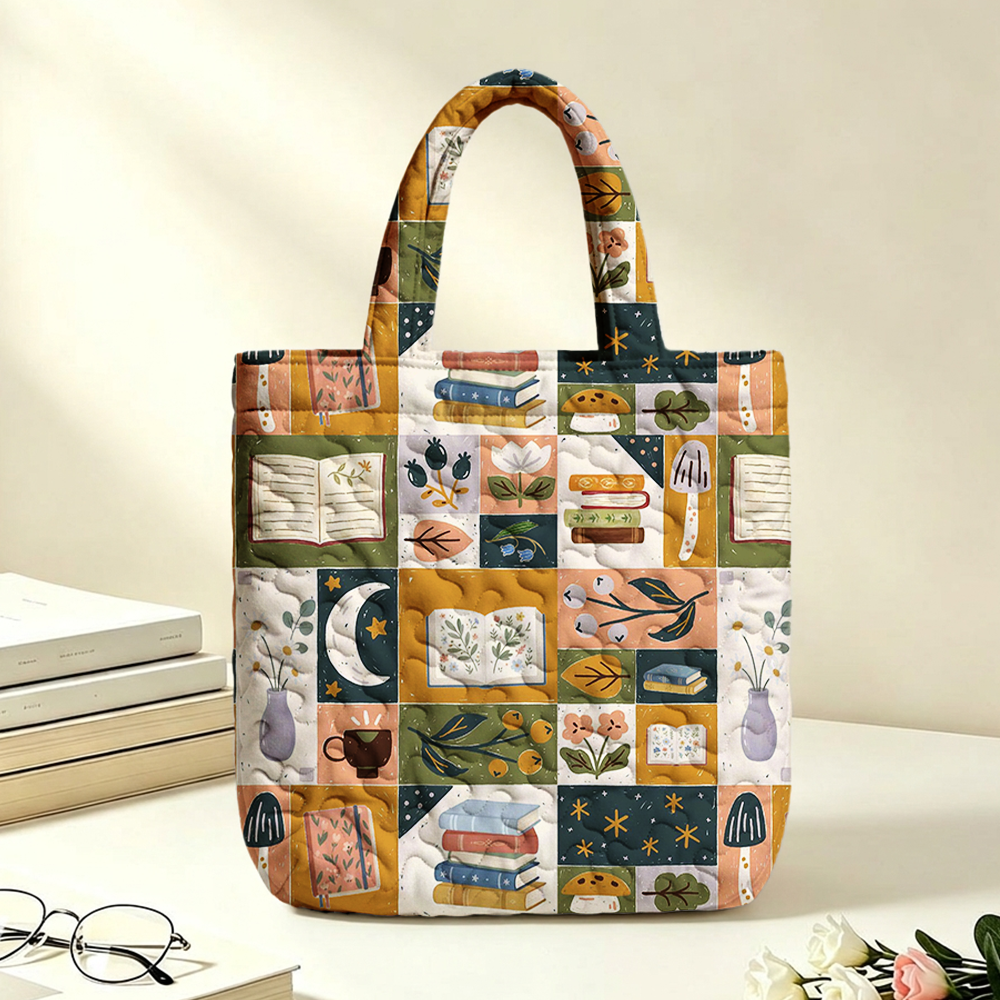 Pagewings Bookish Vibe Quilted Tote Bag