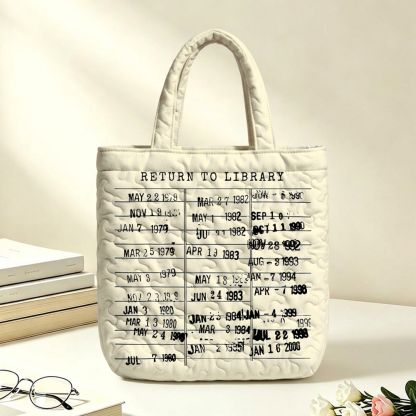 Pagewings Return to Library Quilted Tote Bag