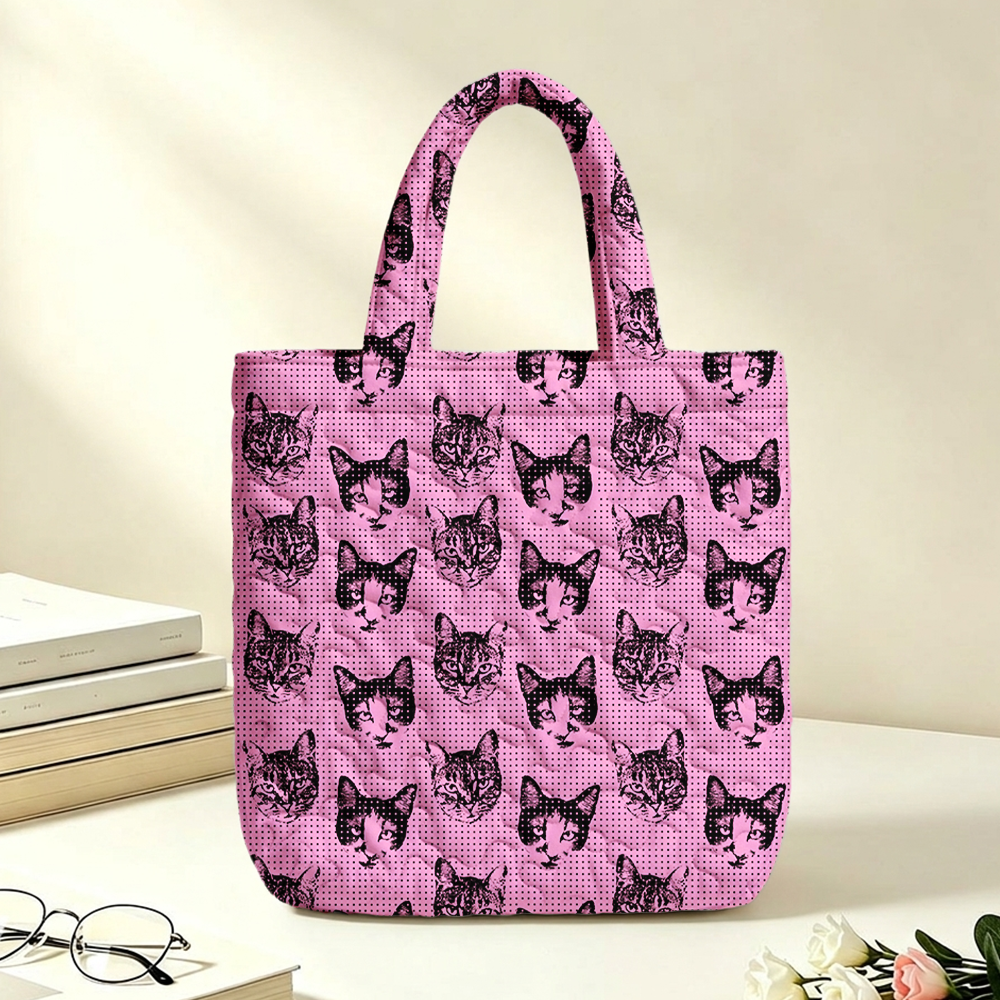Pagewings Reading Cat Quilted Tote Bag