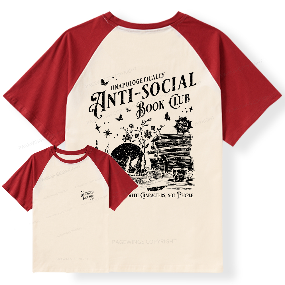 Pagewings Anti-social Book Club Comfort Colors Shirt Raglan T-shirt