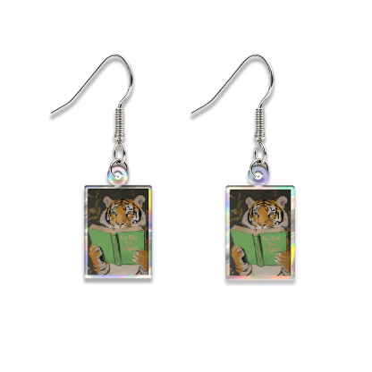 Pagewings Reading Tiger Earrings