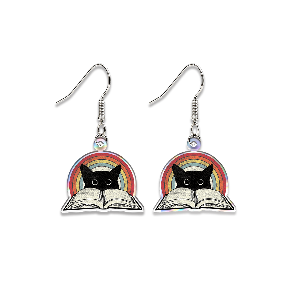 Pagewings Reading Cat Earrings