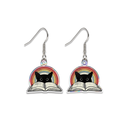 Pagewings Reading Cat Earrings