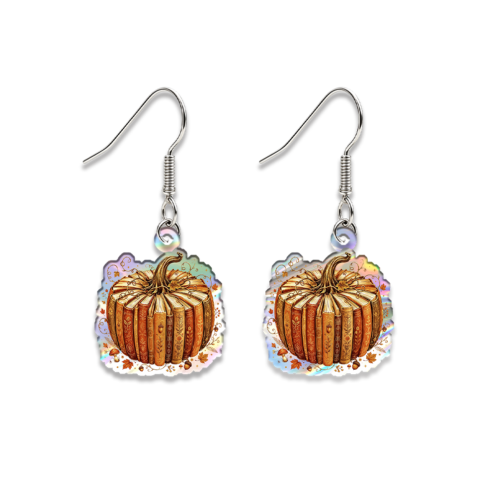 Pagewings Fall Book Pumpkin Earrings