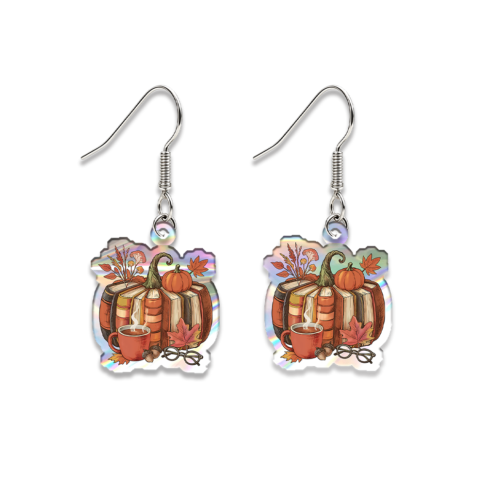 Pagewings Fall Book Pumpkin Earrings