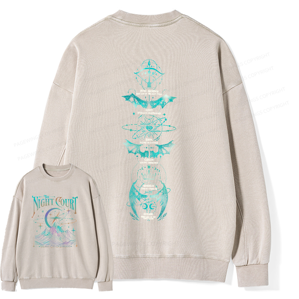 Pagewings The Night Court  Unisex Washed Sweatshirt