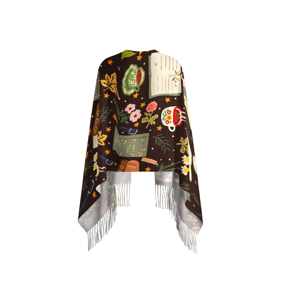 Pagewings Autumn Reading Long Fringe Scarf
