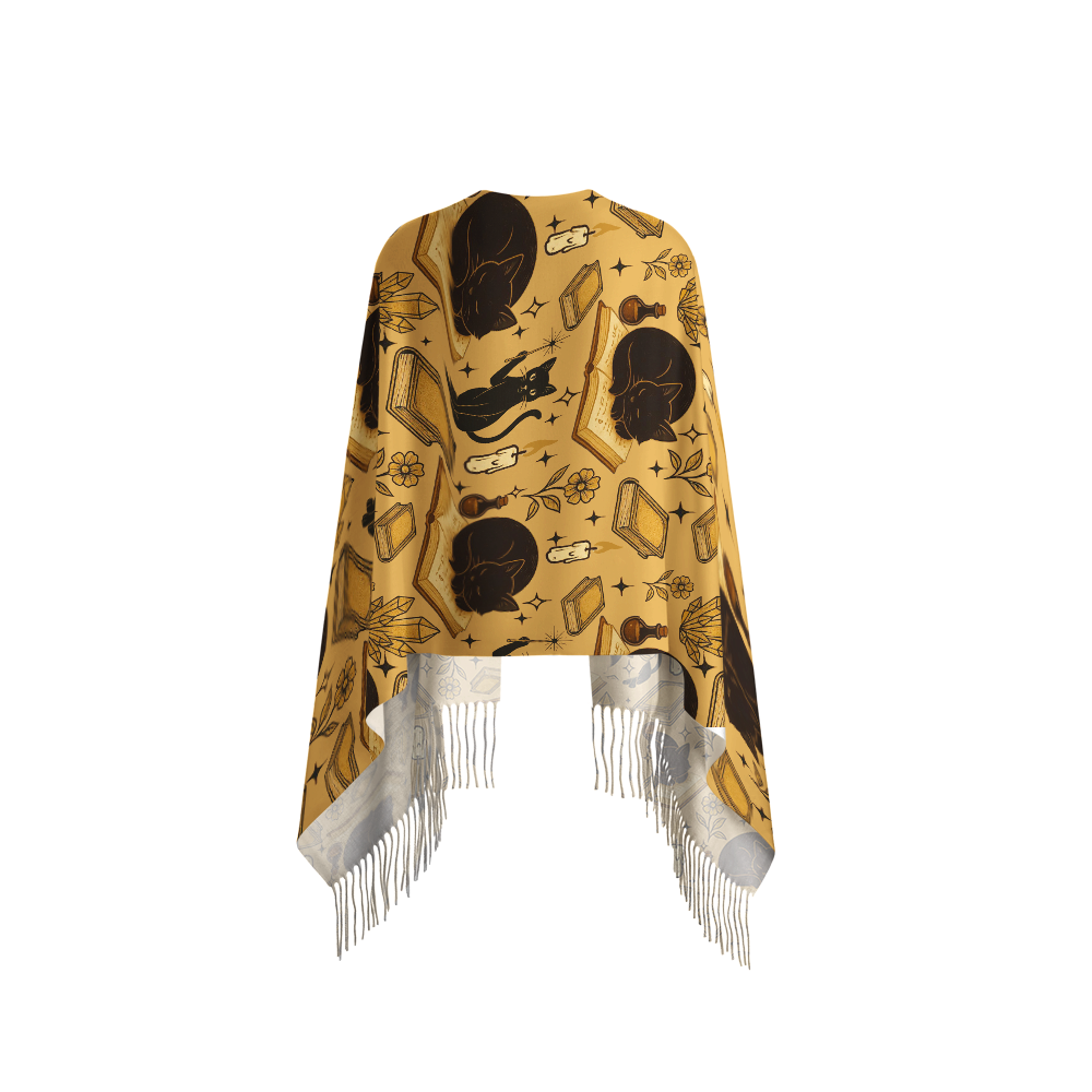 Pagewings Autumn Cat Bookish Long Fringe Scarf