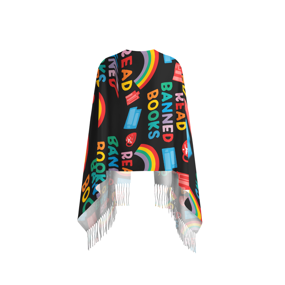 Pagewings Read Banned Books Long Fringe Scarf