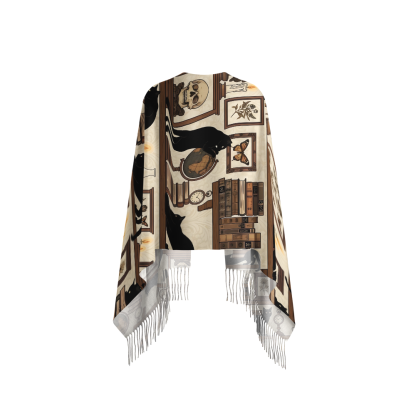 Pagewings Cat Reading Long Fringe Scarf