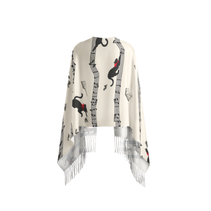 Pagewings Cat Reading Long Fringe Scarf